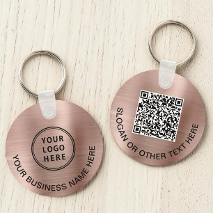 Porte-clés Logo moderne QR Code promotionnel Rose Gold