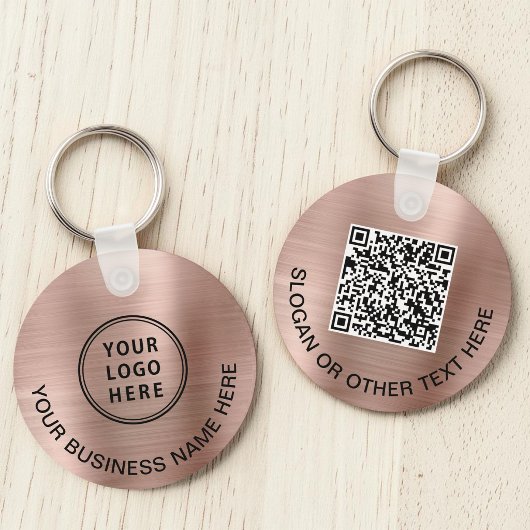 Porte-clés Logo moderne QR Code promotionnel Rose Gold