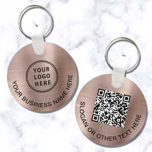 Porte-clés Logo moderne QR Code promotionnel Rose Gold