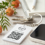 Porte-clés Logo moderne simple QR Code Entreprise<br><div class="desc">Porte - clé personnalisé avec votre logo et votre code QR avec votre nom d'entreprise ci-dessus et votre message ci-dessous. Ces porte - clés simples font de grands objets promotionnels pour donner aux clients, aux employés ou comme échange lors de salons et d'événements. Amusez-vous avec votre marketing et votre publicité....</div>