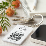 Porte-clés Logo moderne simple QR Code Entreprise<br><div class="desc">Porte - clé personnalisé avec votre logo et votre code QR avec votre nom d'entreprise ci-dessus et votre message ci-dessous. Ces porte - clés simples font de grands objets promotionnels pour donner aux clients, aux employés ou comme échange lors de salons et d'événements. Amusez-vous avec votre marketing et votre publicité....</div>