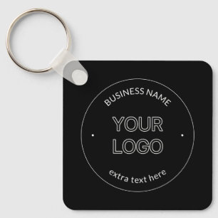 Porte-clés Logo modifiable & nom de l'entreprise Noir