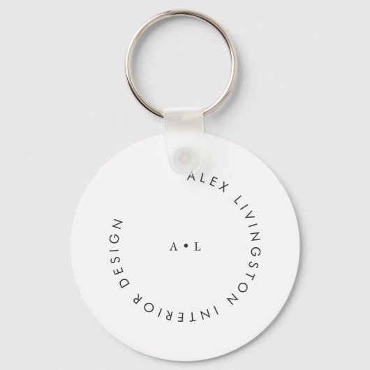 Porte-clés Logo monogramme cercle noir et blanc minimaliste (Recto)