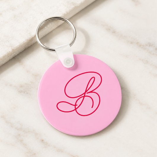 Porte-clés Logo Monogramme Initial Élégant Rose