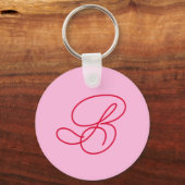 Porte-clés Logo Monogramme Initial Élégant Rose (Recto)