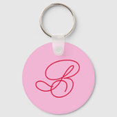 Porte-clés Logo Monogramme Initial Élégant Rose (Verso)