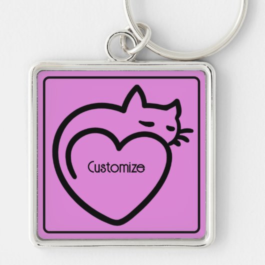 Porte-clés Logo noir personnalisé amour de chats (Devant)