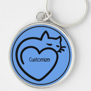 Porte-clés Logo noir personnalisé amour de chats