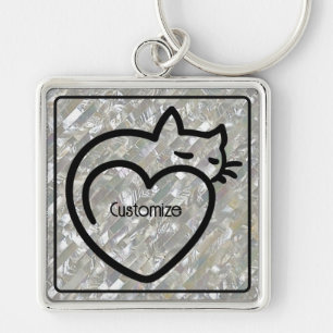 Porte-clés Logo noir personnalisé amour de chats