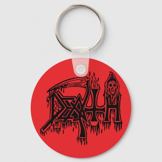 Porte-clés Logo Old School noir sur le bouton rouge (Recto)