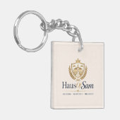 Porte-clés Logo personnalisable et code QR Soft Warm Ivory (Devant gauche)