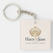 Porte-clés Logo personnalisable et code QR Soft Warm Ivory (Devant)