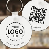 Porte-clés Logo personnalisé, code QR et texte, blanc