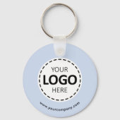 Porte-clés Logo personnalisé, code QR et texte, Bleu bébé (Recto)