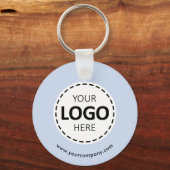 Porte-clés Logo personnalisé, code QR et texte, Bleu bébé (Recto)