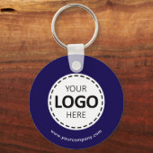 Porte-clés Logo personnalisé, code QR et texte, bleu foncé (Recto)