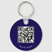 Porte-clés Logo personnalisé, code QR et texte, bleu foncé (Verso)