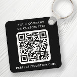 Porte-clés Logo personnalisé, code QR et texte double face no<br><div class="desc">Porte - clé recto double avec votre logo personnalisé,  code QR et texte personnalisé sur un arrière - plan couleur noir ou personnalisé. Modifiez les polices et les couleurs de police,  déplacez et redimensionnez les éléments à l'aide de l'outil de conception.</div>
