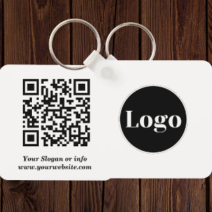 Porte-clés Logo personnalisé  Code QR et texte recto-verso 