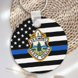 Porte-clés Logo personnalisé du service de police Police<br><div class="desc">Porte - clé du département de police de la Ligne Bleue Mince - drapeau américain dans les couleurs du drapeau de la police, design moderne noir et bleu. Customisez avec le logo de votre service et personnalisez avec le nom des policiers. Ce porte - clé d'application de la loi personnalisé...</div>