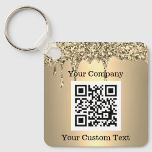 Porte-clés Logo personnalisé QR Code Text Gold Company