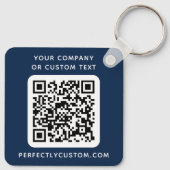 Porte-clés Logo personnalisé QR code texte double face bleu f (Dos)