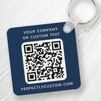 Porte-clés Logo personnalisé QR code texte double face bleu f