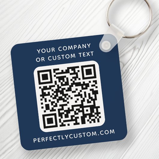 Porte-clés Logo personnalisé QR code texte double face bleu f