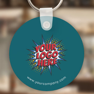 Porte-clés Logo personnalisé, Texte personnalisé, Turquoise