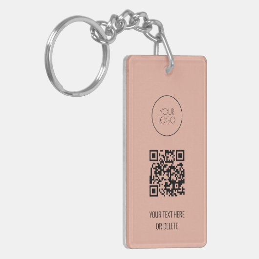 Porte-clés Logo professionnel de code QR rose et noir (Devant gauche)