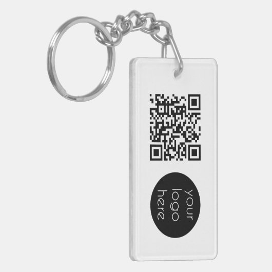 Porte-clés Logo professionnel QR Code blanc (Devant gauche)