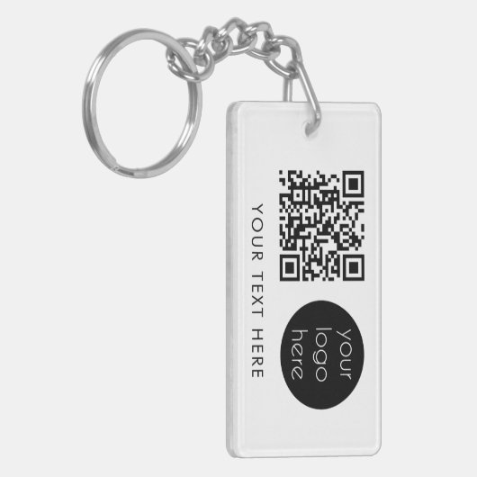 Porte-clés Logo professionnel QR Code et texte blanc (Devant gauche)