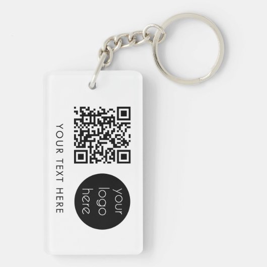 Porte-clés Logo professionnel QR Code et texte blanc (Dos)