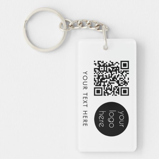 Porte-clés Logo professionnel QR Code et texte blanc (Devant)