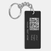 Porte-clés Logo professionnel QR Code et texte noir (Devant gauche)