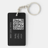 Porte-clés Logo professionnel QR Code et texte noir (Dos)