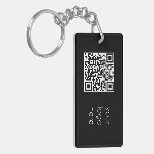 Porte-clés Logo professionnel QR Code noir (Devant gauche)