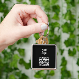 Porte-clés Logo professionnel QR Code noir minimaliste noir n