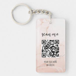 Porte-clés Logo professionnel simple rose QR Code