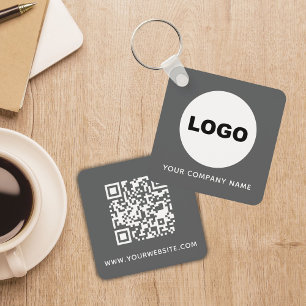 Porte-clés Logo promotionnel Gray Business Company Code QR