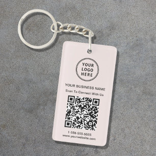 Porte-clés Logo promotionnel QR Code rose