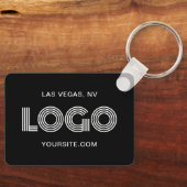 Porte-clés Logo rectangulaire moderne noir et blanc (Recto)