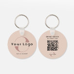 Porte-clés Logo recto verso et code QR sur Blush Company Busi<br><div class="desc">Porte - clés Logo personnalisés légers et imperméables avec un design simple et minimal. Ajoutez votre URL pour créer du code QR,  un logo et du texte. - disponible en plusieurs couleurs pour convenir à votre identité de marque,  vous pouvez le trouver ici : https://www.zazzle.com/collections/business_double_sided_keychains-119019686064790535</div>