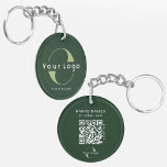 Porte-clés Logo recto verso et code QR sur Green Company Busi<br><div class="desc">Porte - clé Logo acrylique personnalisé avec un design simple et minimal,  en acrylique ultra-durable,  résistant aux UV et imperméable. Ajoutez votre URL pour créer le logo et le texte QR Code..</div>