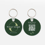 Porte-clés Logo recto verso et code QR sur Green Company Busi<br><div class="desc">Porte - clés Logo personnalisés légers et imperméables avec un design simple et minimal. Ajoutez votre URL pour créer du code QR,  un logo et du texte. - disponible en plusieurs couleurs pour convenir à votre identité de marque,  vous pouvez le trouver ici : https://www.zazzle.com/collections/business_double_sided_keychains-119019686064790535</div>