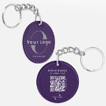 Porte-clés Logo recto verso et code QR sur Purple Company Bus<br><div class="desc">Porte - clé Logo acrylique personnalisé avec un design simple et minimal,  en acrylique ultra-durable,  résistant aux UV et imperméable. Ajoutez votre URL pour créer le logo et le texte QR Code..</div>