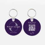 Porte-clés Logo recto verso et code QR sur Purple Company Bus<br><div class="desc">Porte - clés Logo personnalisés légers et imperméables avec un design simple et minimal. Ajoutez votre URL pour créer du code QR,  un logo et du texte. - disponible en plusieurs couleurs pour convenir à votre identité de marque,  vous pouvez le trouver ici : https://www.zazzle.com/collections/business_double_sided_keychains-119019686064790535</div>
