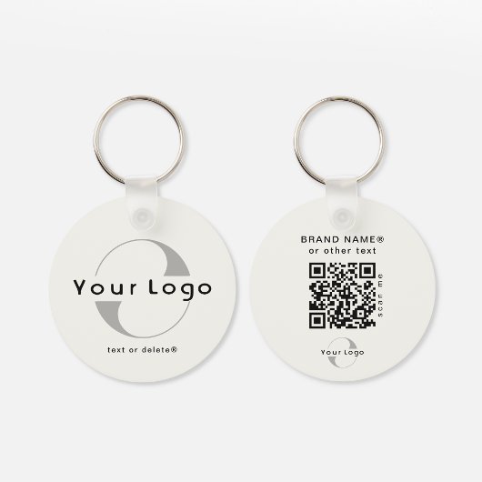 Porte-clés Logo recto-verso QR Code sur Off white Entreprise