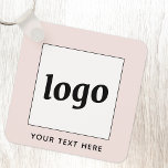 Porte-clés Logo Simple Avec Texte Business Blush Pink<br><div class="desc">Ajoutez votre propre logo et le choix du texte à cette conception. Supprimez le texte si vous préférez. Minimaliste et professionnel. Idéal pour l'image de marque des employés ou comme produit promotionnel pour vos clients et clients.</div>