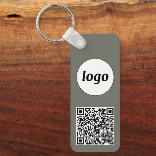Porte-clés Logo simple Code QR Business Sage Green (Recto)